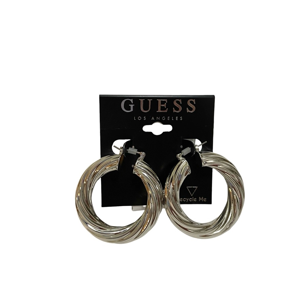 Guess silver tone hoops